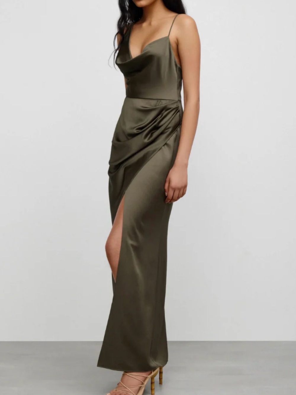 NWT Significant Other Aria Draped Assymetrical Olive Green Dress Size 4